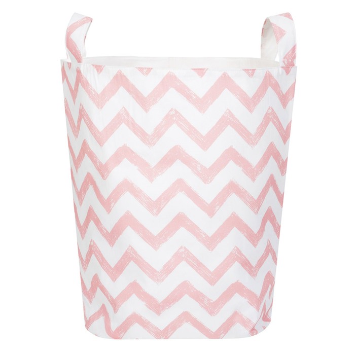 Тканевая корзина, хлопок, розовый зигзаг