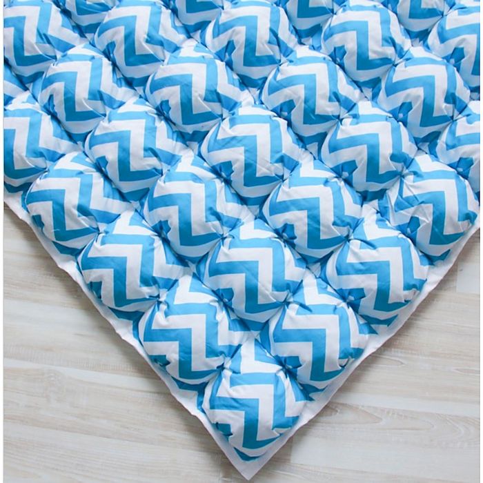 Коврик Бомбон для вигвама, голубой зигзаг