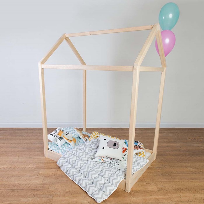 Коврик Бомбон для вигвама, серый зигзаг