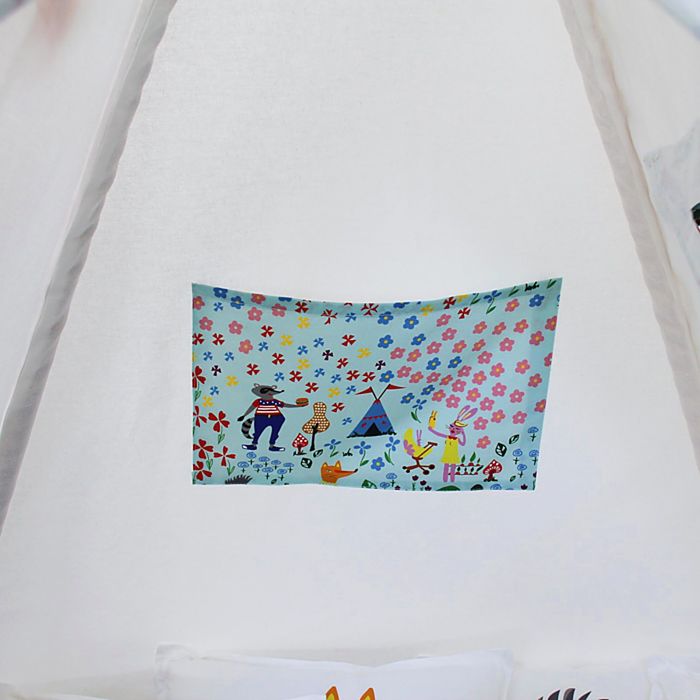 Вигвам для детей с окном, карманом и флажками, лесные жители, 110x110x160 см