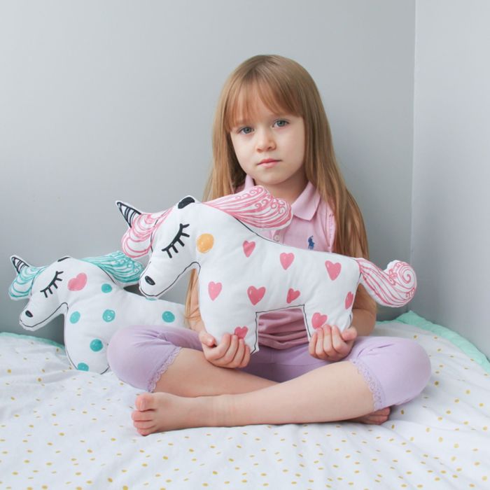 Игрушка-подушка декоративная "Единорог", хлопок, розовая, 45 х 25 см