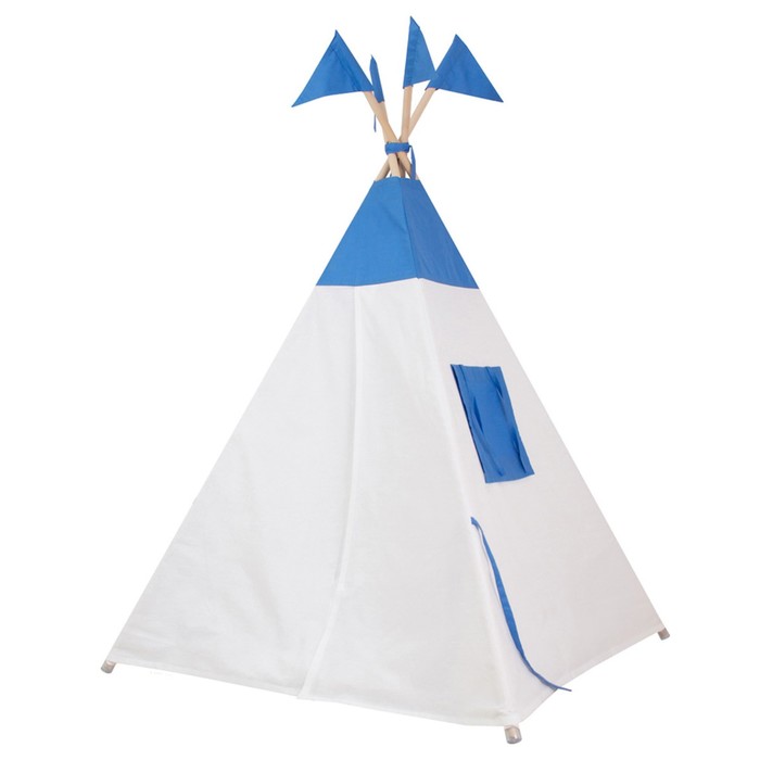 Вигвам для детей нэви с окном , карманом и флажками, 110x110x160 см