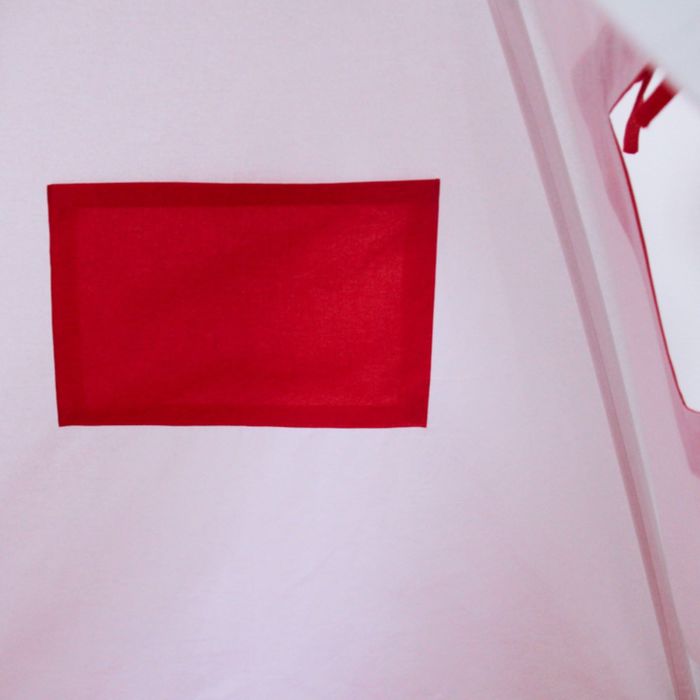 Вигвам для детей с окном, карманом и флажками, красный, 110x110x160 см