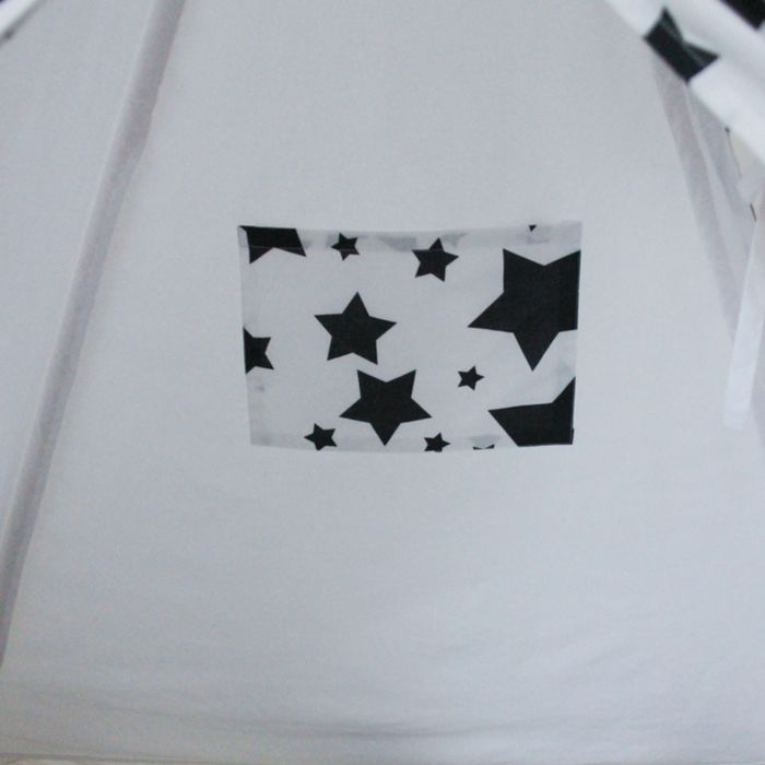 Вигвам для детей с окном, карманом и флажками, чёрные звезды, 110x110x160 см