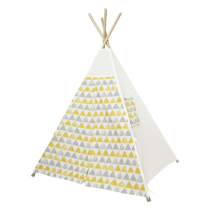 Вигвам для детей с окном, карманом и флажками, треугольники, 110x110x160 см