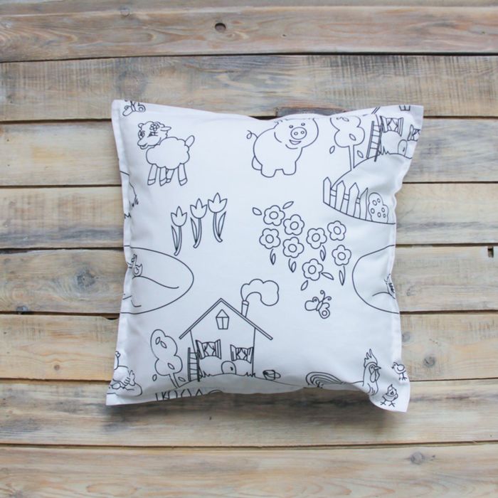 Подушка-раскраска декоративная, хлопок, 40 х 40 см