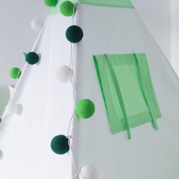 Вигвам для детей с окном, карманом и флажками, лайм, 110x110x160 см