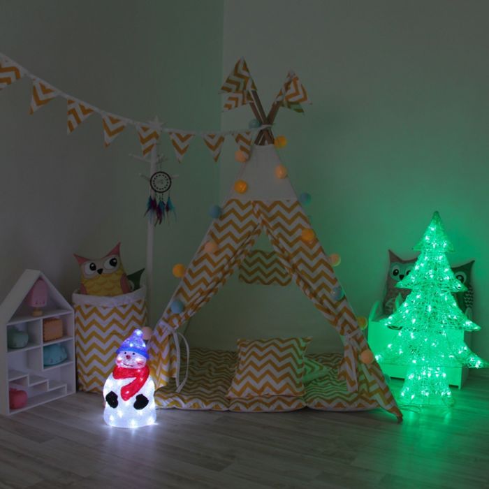 Вигвам для детей с окном, карманом и флажками,жёлтый зигзаг, 110x110x160 см