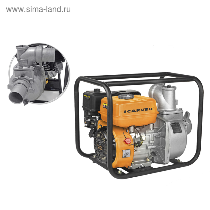 

Мотопомпа Carver CGP 6080, 4Т, 5.2 кВт/7 л.с., 210 см3, 1000 л/мин, глубина 7 м