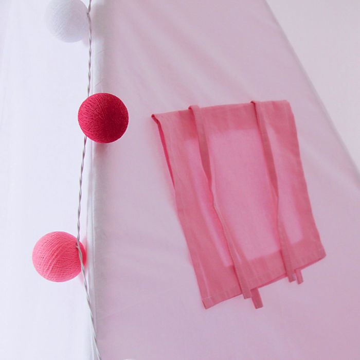 Вигвам для детей с окном, карманом и флажками, розовый, 110x110x160 см