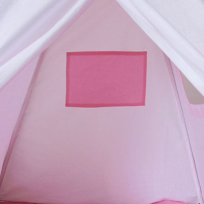 Вигвам для детей с окном, карманом и флажками, розовый, 110x110x160 см