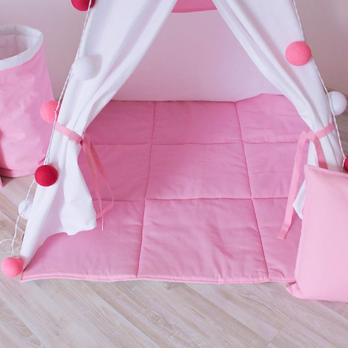 Вигвам для детей с окном, карманом и флажками, розовый, 110x110x160 см