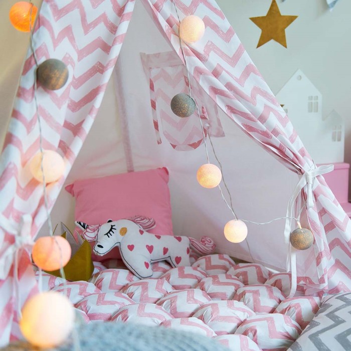 Коврик Бомбон для вигвама, розовый зигзаг