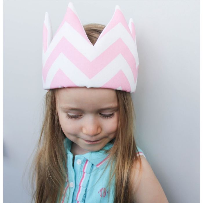 Корона детская, хлопок, розовый зигзаг