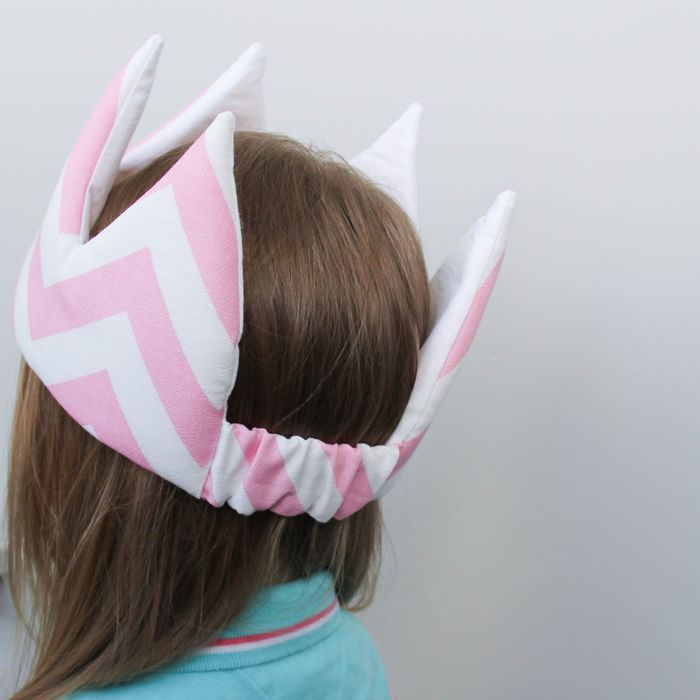 Корона детская, хлопок, розовый зигзаг