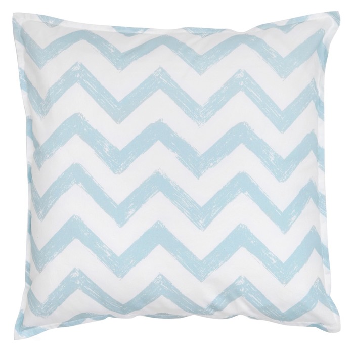 Подушка декоративная, хлопок, голубой зигзаг, 40 х 40 см