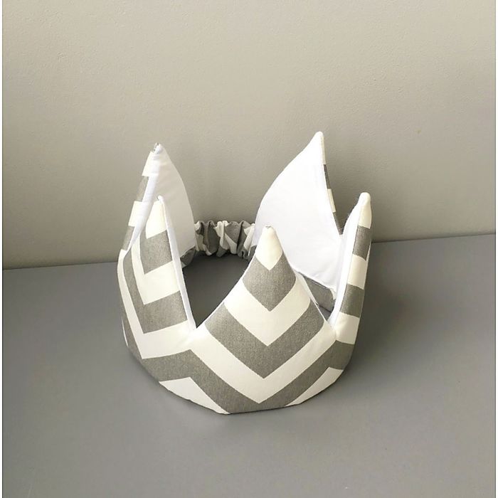 Корона детская, хлопок, серый зигзаг
