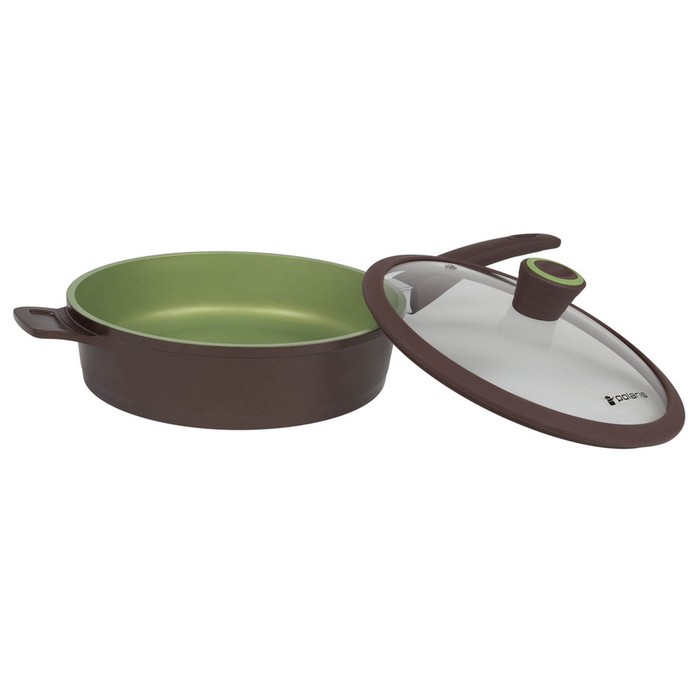Сотейник 24 см, цвет коричнево-зелёный