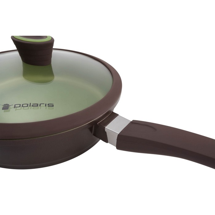 Сотейник 24 см, цвет коричнево-зелёный