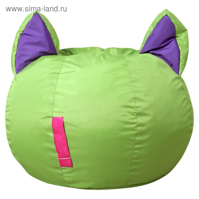 фото Кресло-мешок ушастик-кот d50/h45 цв зеленый/фиолетовый нейлон 100% п/э me-shok