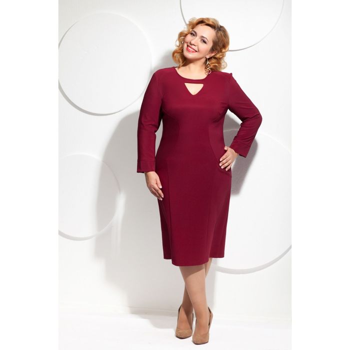 Платье женское, размер 52, цвет марсала П-393/3