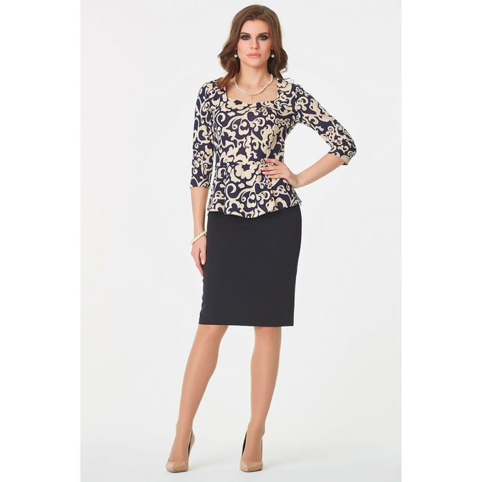 Блуза женская, размер 44, цвет синий+бежевый 284-1