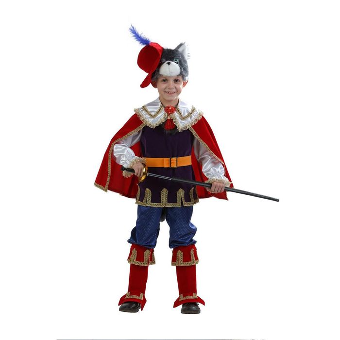 Карнавальный костюм "Кот в сапогах", бархат, парча, р-р 30, рост 116 см