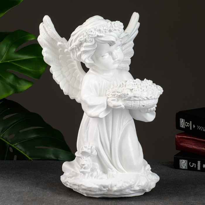 Статуэтка светящаяся «Ангел с чашей цветов»