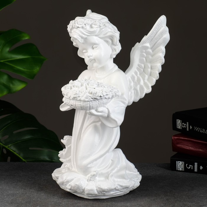 Статуэтка светящаяся «Ангел с чашей цветов»