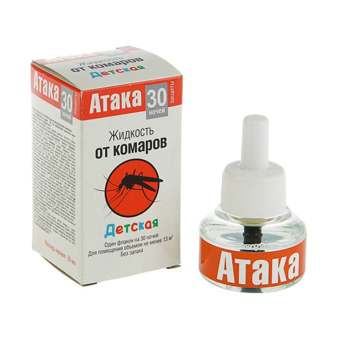 Жидкость от комаров "Атака" детская, 30 ночей, 30 мл