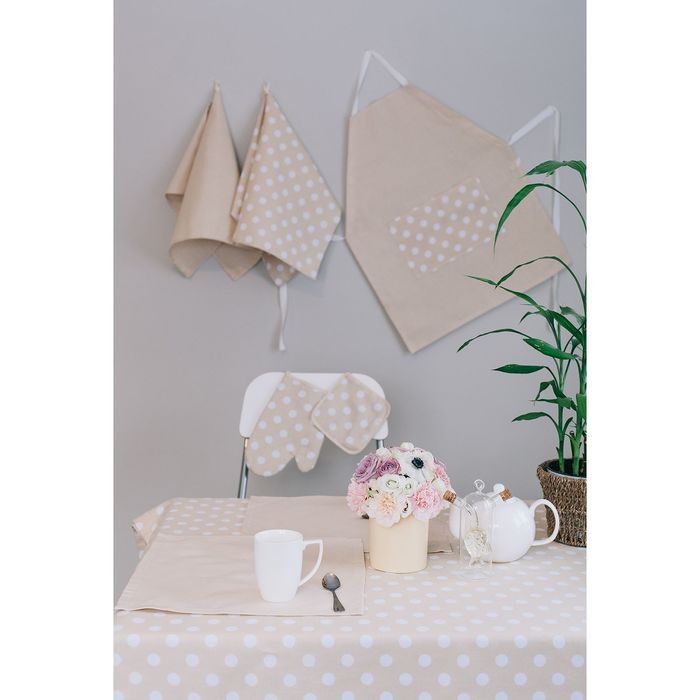 Набор столовый "Этель" Ваниль скатерть 150х300 см, салфетка 40х40 см 12 шт., рогожка