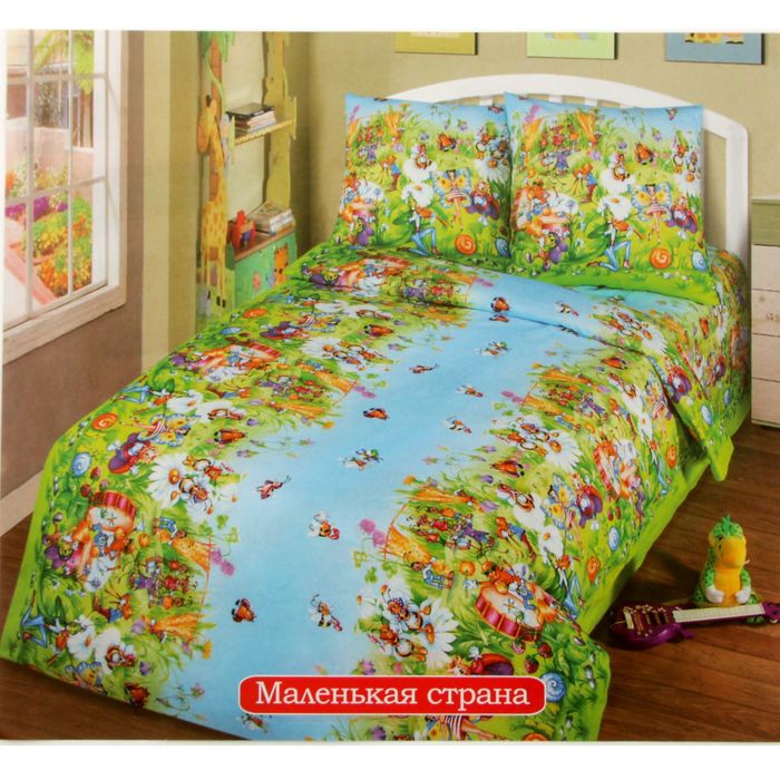 Постельное бельё Артпостелька "Маленькая страна" 1,5 сп, 143 х 215 см, 150 х 214 см, 70 х 70 см, 2 шт, бязь хл.100%