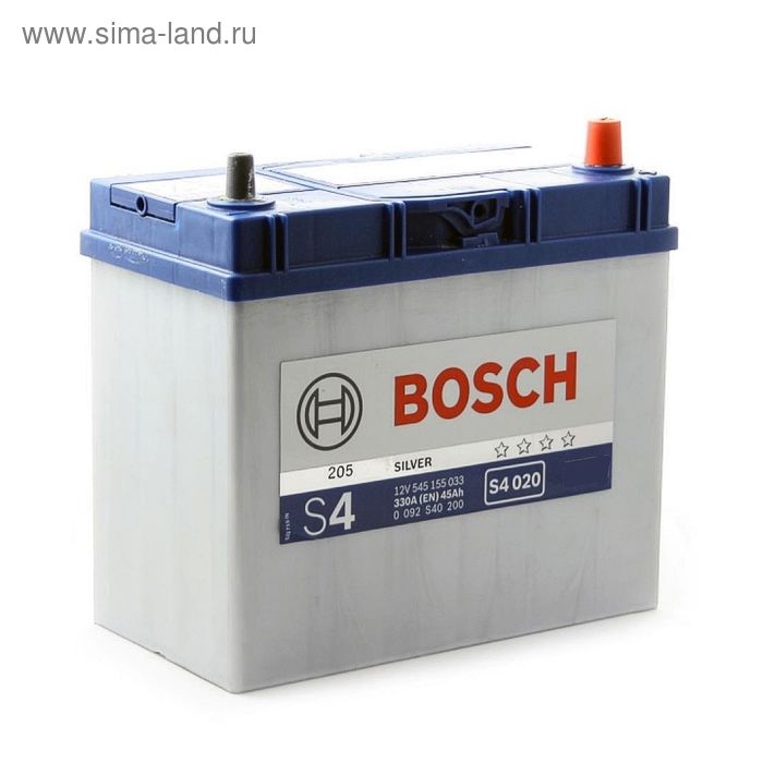 фото Аккумуляторная батарея bosch 45 ач т/кл s4 545 155 033, обратная полярность