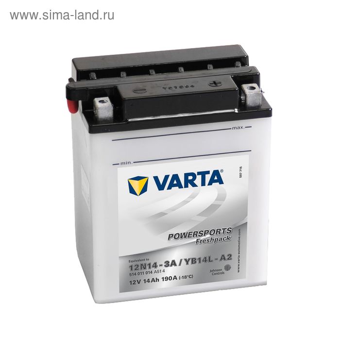 фото Аккумуляторная батарея varta 14 ач moto 514 011 014 (12n14-3a/yb14l-a2), обратная полярность 23387