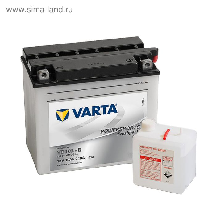 Аккумуляторная батарея Varta 19 Ач Moto 519 011 019 (YB16L-B), обратная полярность