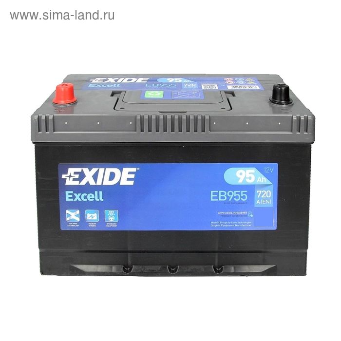 фото Аккумуляторная батарея exide 95 ач excel eb955 (d31fr), прямая полярность