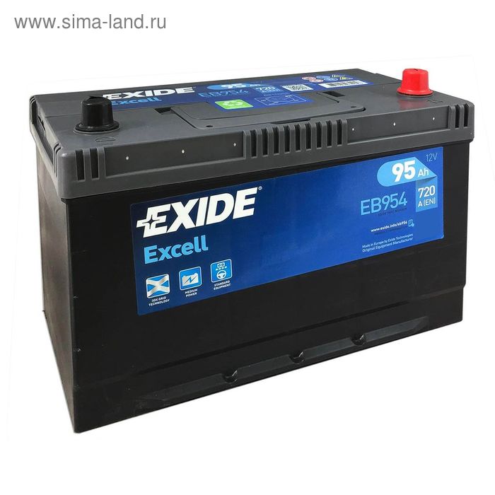 фото Аккумуляторная батарея exide 95 ач excel eb954 (d31fl), обратная полярность