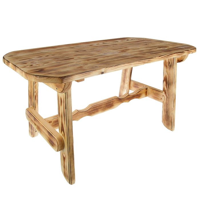 Стол "Разбойник" 130 см, сосна обожжённая лакированная