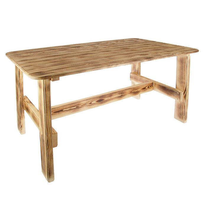 Стол "Дачный" 140 см, сосна обожжённая лакированная