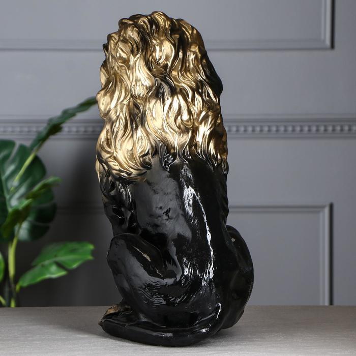 Статуэтка "Лев" чёрно-золотой, гипс, 52 см