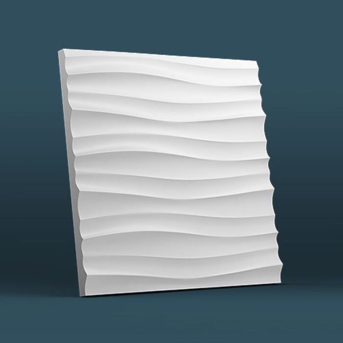 Гипсовая 3D панель "Волна горизонтальная мелкая" 500х500