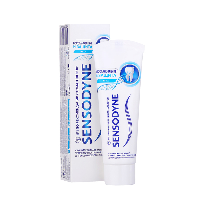 Зубная паста 75 мл. Сенсодин восстановление и защита