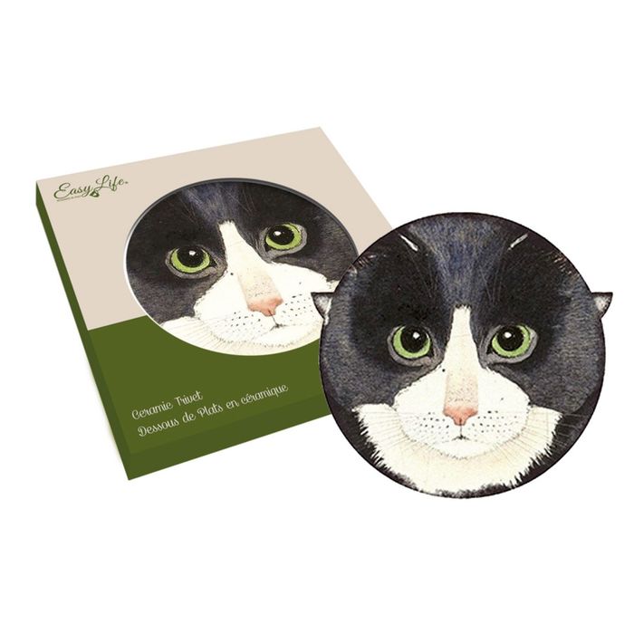 Подставка керамическая 20х20см "Кошки" (чёрная)