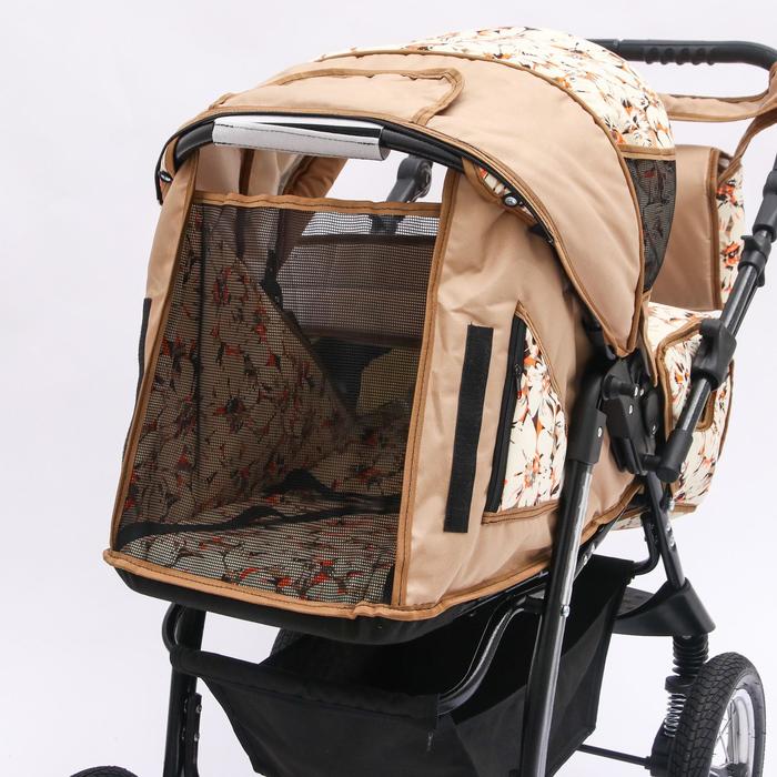 Коляска-трансформер «Гном», надувные колёса, оттенки бежевого, рисунок МИКС