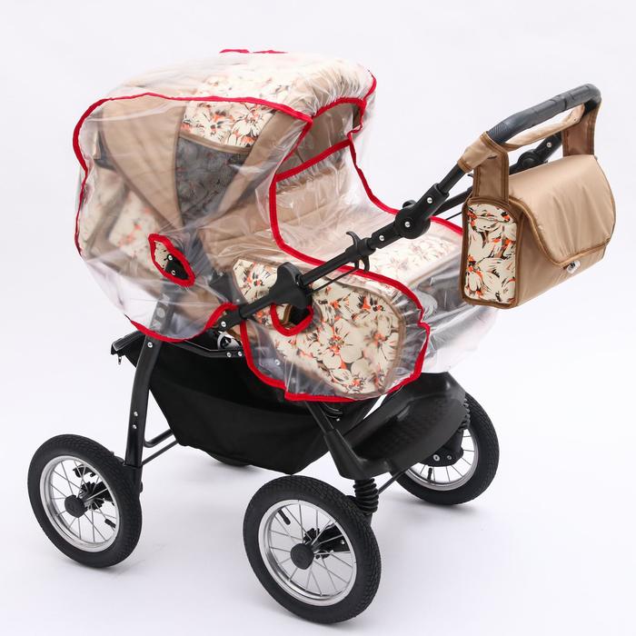 Коляска-трансформер «Гном», надувные колёса, оттенки бежевого, рисунок МИКС