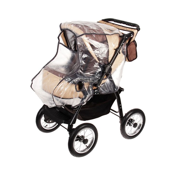 Коляска-трансформер «Гном», надувные колёса, оттенки бежевого, рисунок МИКС