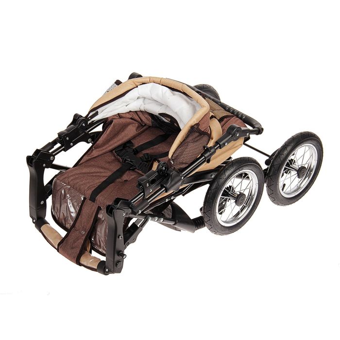 Коляска-трансформер «Гном», надувные колёса, оттенки бежевого, рисунок МИКС