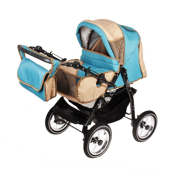 Коляска-трансформер «Гном», надувные колёса, оттенки бежевого, рисунок МИКС