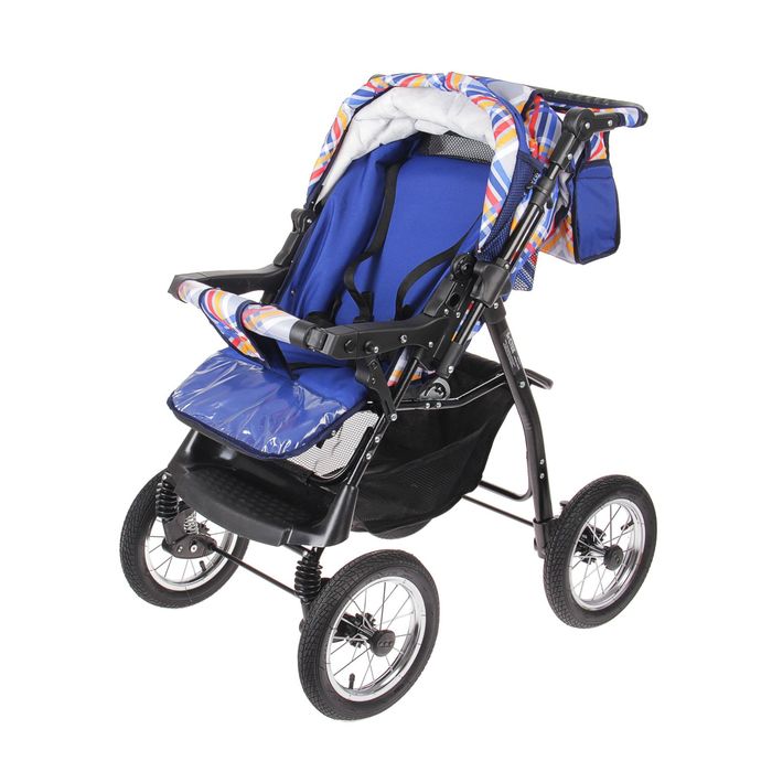 Коляска-трансформер «Гном», надувные колёса, оттенки синего, рисунок МИКС