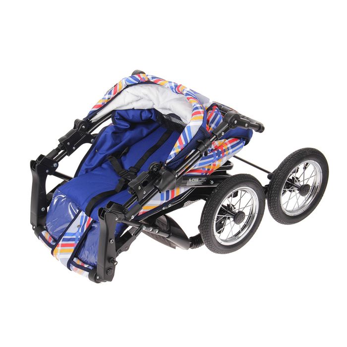 Коляска-трансформер «Гном», надувные колёса, оттенки синего, рисунок МИКС